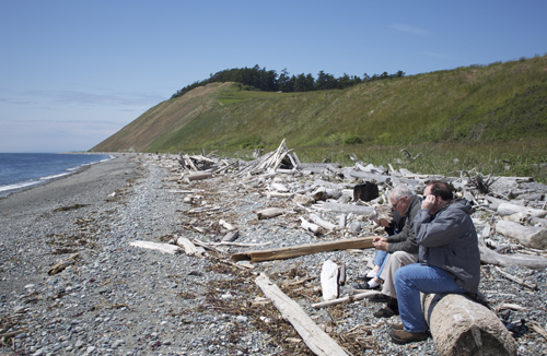 Looking up the beach and the bluff