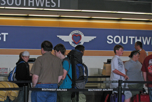 In line at the airport
