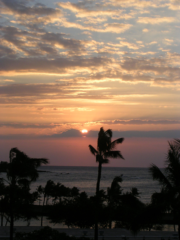 Sunset over Anaehoomalu Bay