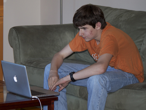 Of course Thing One is doing his school work