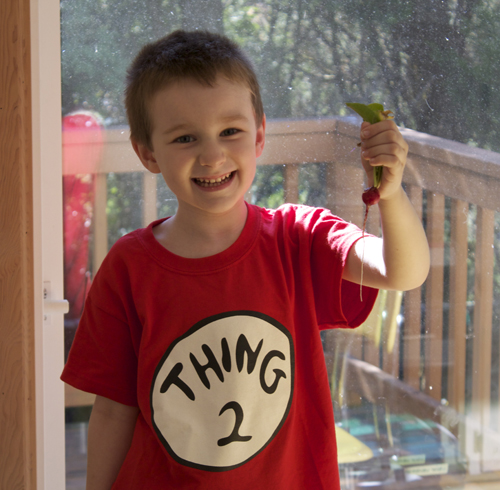 Thing Two and his first radish