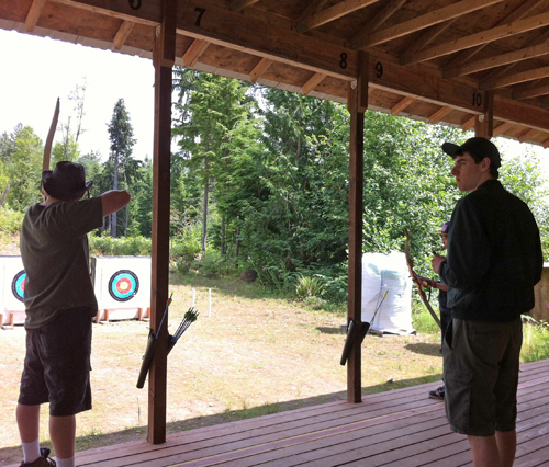 Thing One working at the Archery range, Camp Pigott